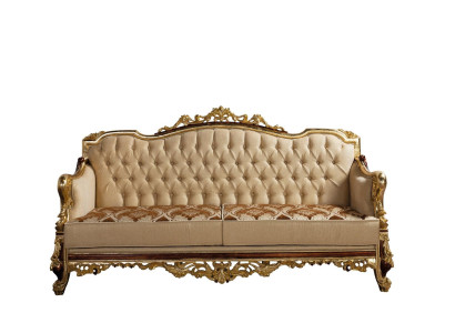 Chesterfield bank Barok driezits meubel bank banken stof goud.