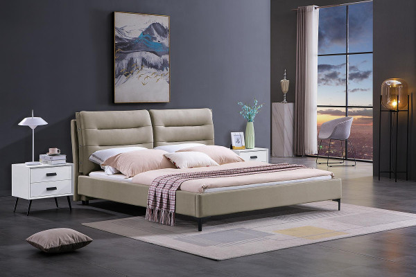Meubels Bedden Tweepersoonsbed Slaapkamer Luxe Tweepersoonsbed Beige Hotelinrichting