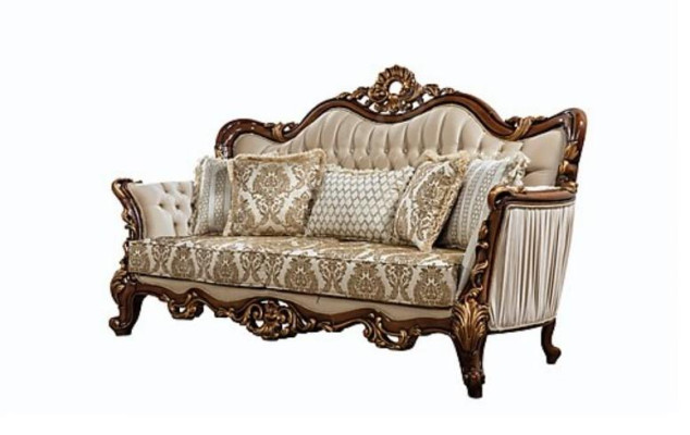Chesterfield Barok driezits meubel bank sofa stof goud bankstel