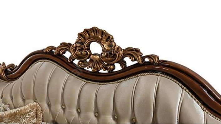 Chesterfield Barok driezits meubel bank sofa stof goud bankstel