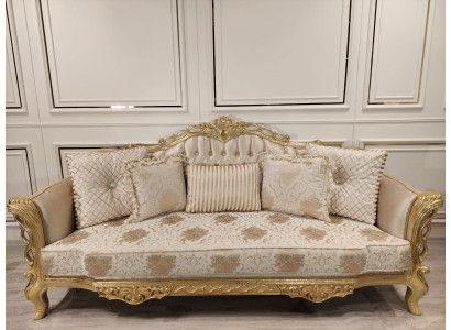 Chesterfield Bank Barok Bank Hout Fluweel Driezits Klassieke Bankstellen Meubels