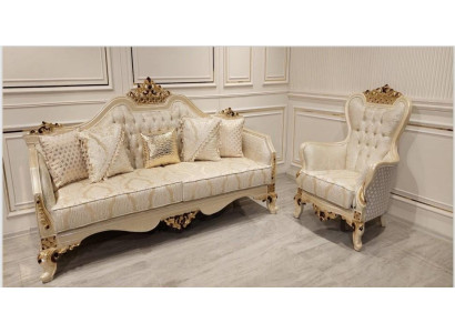 Luxe bank Beige Bankstel Fauteuil 3+1 Zits Stof Design Textiel