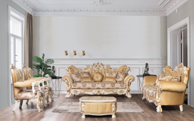 Chesterfield Barok Driezitsbank Meubel Bank Banken Stof Beige