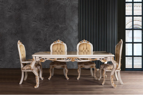 Eettafelset eetkamertafel stoel set 4x stoel hout 5-delig