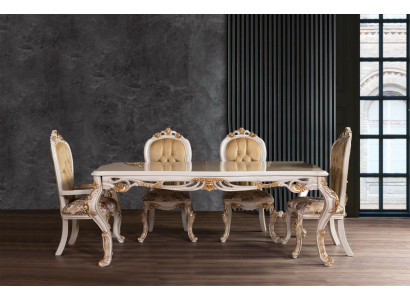 Eettafelset eetkamertafel stoel set 4x stoel hout 5-delig