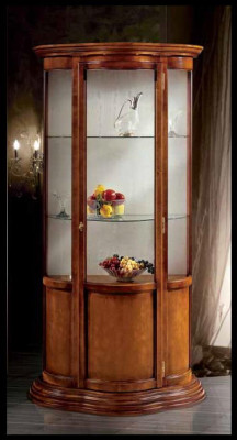 Glazen kasten Luxe dressoir Kasten Bruin Vitrine Klassiek Italiaanse meubels