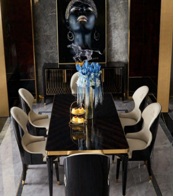 Complete eetkamerset tafel 6x armstoelen luxe eetgroep