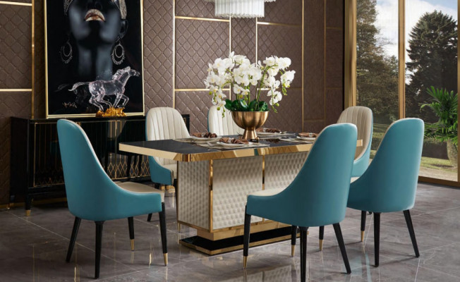 Eettafel Ontwerp Tafel Roestvrij Staal Moderne Eetkamer Woonkamer Keuken