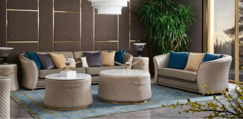 Sofa set 4-zits leren bank bank woonlandschap set ontwerp