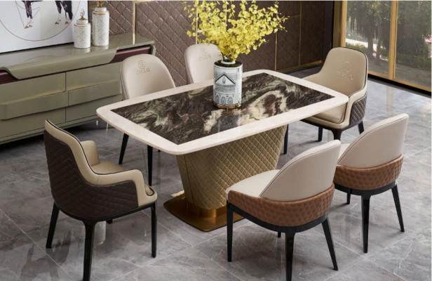Complete eetkamer set tafel 4x armstoelen stoelen luxe eetgroep