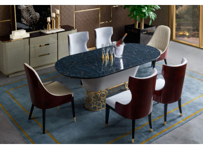 Complete eetkamerset tafel 6x stoelen armstoel luxe eetgroep