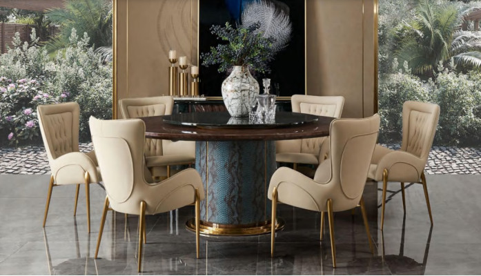 Ontwerp Ronde Tafel 6x Stoelen Eetkamerstoelen Zitkussen Set Ronde