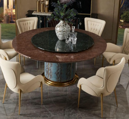 Ontwerp Ronde Tafel 6x Stoelen Eetkamerstoelen Zitkussen Set Ronde