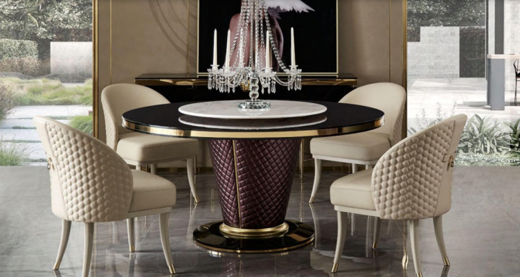 Ontwerp Ronde Tafel 4x Stoelen Eetkamer Zitkussens Ronde Tafels