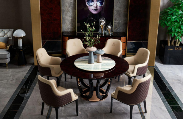 Ontwerp Ronde Eetkamerstoel Set Metalen Tafels Stoelen 4x Stoelen + Tafel