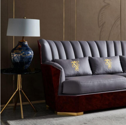 Volledige set bankstel 3-zitsbank salontafel ontwerper modern leren bankstel