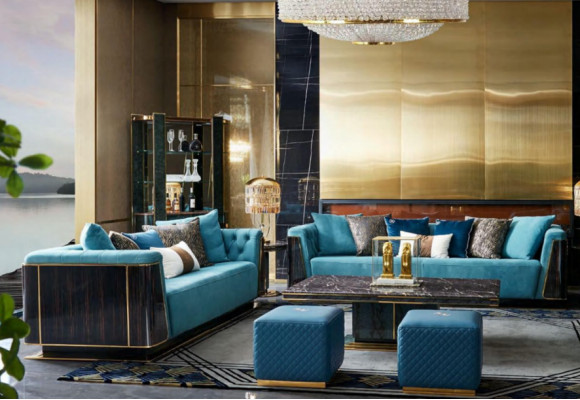 Driepersoons bank Bank gestoffeerde bank 3-zits textiel banken stof luxe meubels