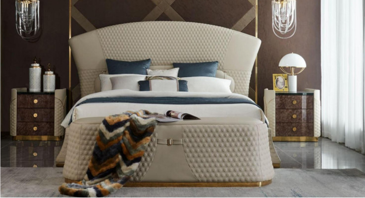 Ontwerp Leren Bed Luxe Gestoffeerde Bedden Tweepersoons Slaapkamer 180x200