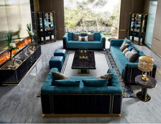 Grote xxl luxus bank bank bekleding zithoek 4-zitter banken Sofa's Stof Nieuw