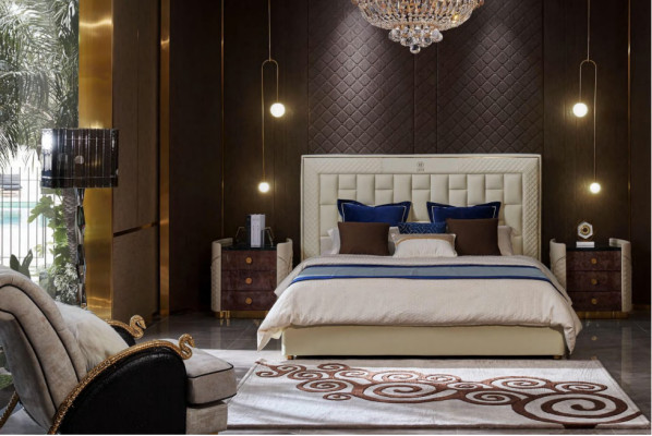 Bed Slaapkamer Ontwerp Bedden Nachtkastjes Luxe Meubels 3-delige Set.