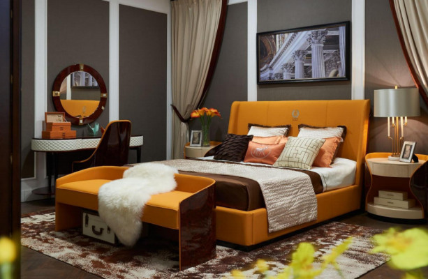 Slaapkamer 7-delige set Luxe meubelen Bed Kruk Spiegel Nachtkastje Bedframes.