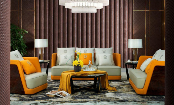 Woonlandschap Bank Beklede Bankstel 3 Zits Bank Tafel 4-delige Set