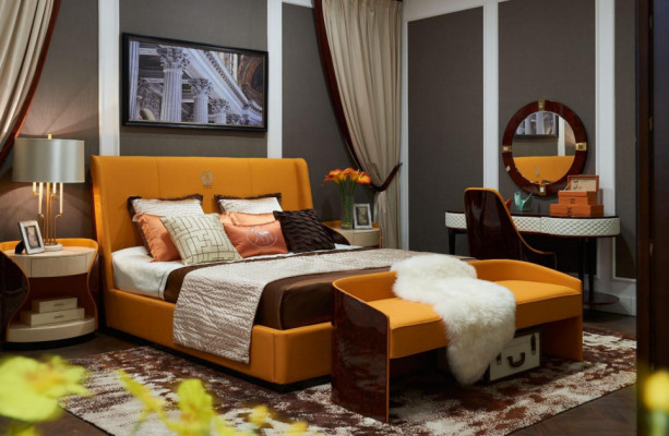 Luxe slaapkamer meubels Bed 2x Nachtkastje Set Bedden Hotelmeubilair 3-dlg. Wonen