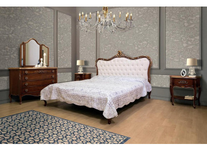 Slaapkamerontwerp Klassieke luxe meubelen Modern bed 2x nachtkastje 4-delige set