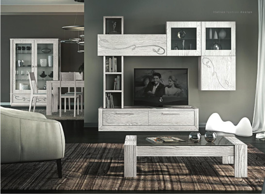 Ontwerp wandkast rek woonkamer houten kasten vitrinekast Italië Nieuw.