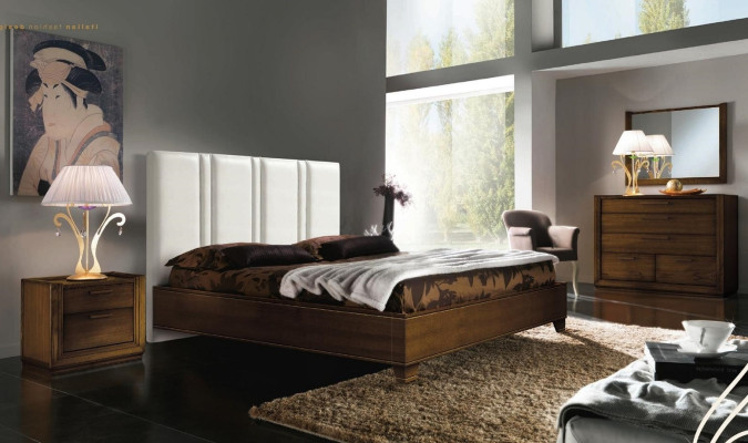 Slaapkamer Bed Nachtkastje Ladenkast Spiegel Dubbel Gestoffeerde Bedden Luxe 5-delig.
