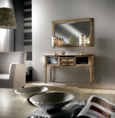 Landhuisstijl console kaptafel met spiegel console tafel bruin
