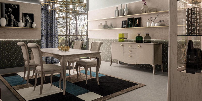 Eettafel eetkamer set meubels inrichting groep tafel + 6 stoel set 7-delig.