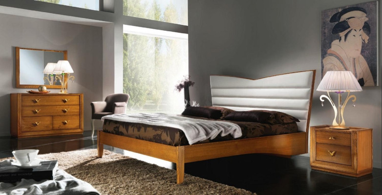 Luxe set slaapkamer bed nachtkastje dubbele hotelbedden gestoffeerd design 3-delig.