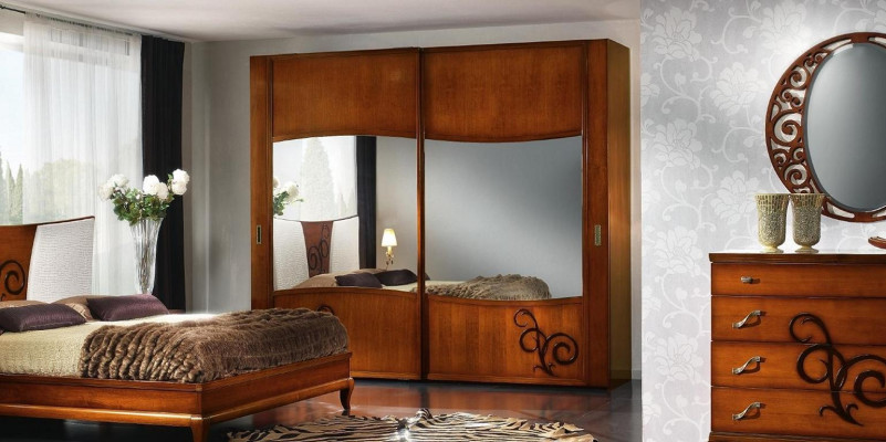 Slaapkamer Bed Nachtkastje Kledingkast Commode Spiegel Luxe Nieuw Set 6-delig.