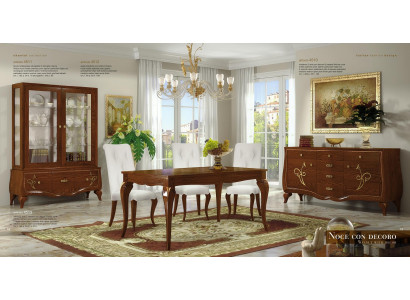 Eetkamer Eettafel Stoel Dressoir Vitrine Groep Eet Houten Set Nieuw 7-delig.