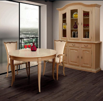 Eetkamer meubels Massief hout Vitrinekast Echt hout dressoir Vitrine Glas Nieuw