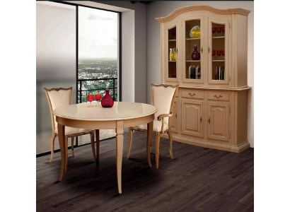 Eetkamer meubels Massief hout Vitrinekast Echt hout dressoir Vitrine Glas Nieuw