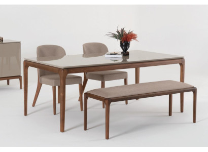 Eetgroep Eetkamer Set Bank 4x Stoelen Tafel Meubels beige 6-delig