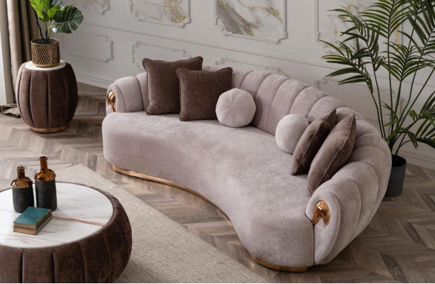 Luxe bank Grote bank Ronde bank xxl banken Zitmeubelen Stof 263cm Grijs.