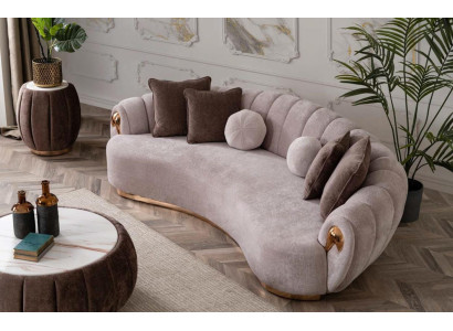 Luxe bank Grote bank Ronde bank xxl banken Zitmeubelen Stof 263cm Grijs.