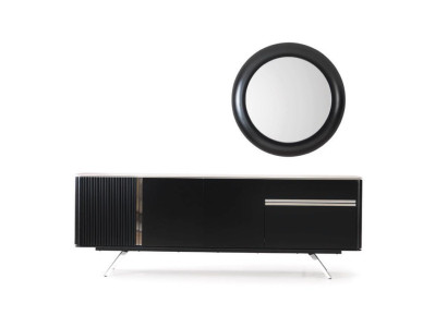 Woonkamer dressoir spiegel dressoir hout met metalen stijl zwart