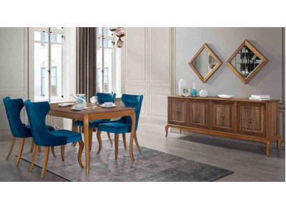 Compleet set eettafel 4x stoelen eetkamerset eetgroep houten tafel tafels 6-delig