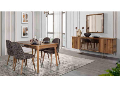 Volledige set eetkamer set eettafel 6x stoel set tafel groep 7-delige sets