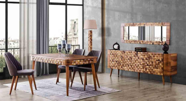 Eetkamerset Dressoir Eettafel 4x Stoel Garnituur Tafel Groep 7-delig. Sets Modern