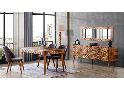 Italiaanse designer eetkamer set garnituur stoel tafel commode groep 7-delig.