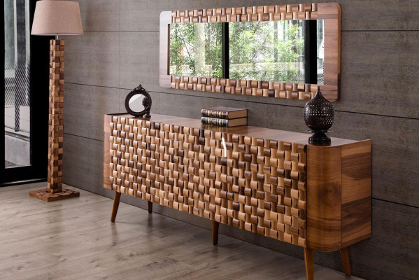 Italiaanse designer eetkamer set garnituur stoel tafel commode groep 7-delig.
