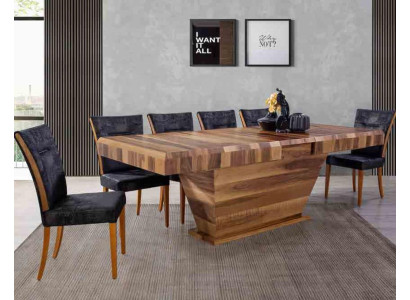 Tafel + 6 Stoelen Set Decoratie 7dlg Nieuw Designer Hout Eetkamer Woonkamer Set