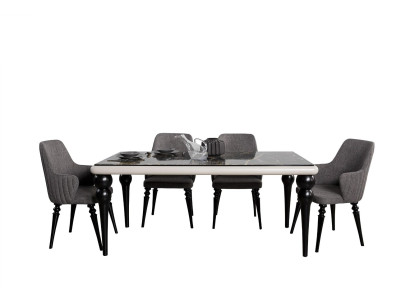 Tafel Compleet Set Eettafel 4x Stoelen Eetkamer Set Eetgroep Houten Tafel 5 delig