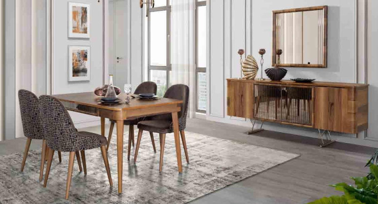 Tafel Ontwerp Stoelen 5-delige Eetkamer Houten Tafels Eethoek Set Stoel Groep Nieuw