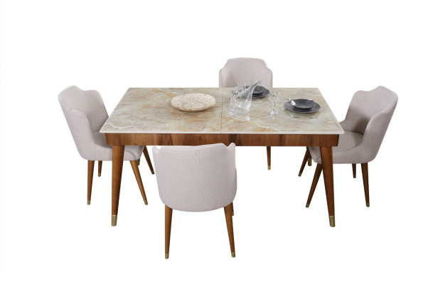 Eetkamer houten tafels eetgroep set stoel groep nieuw tafel 4x design stoelen 5-delig.